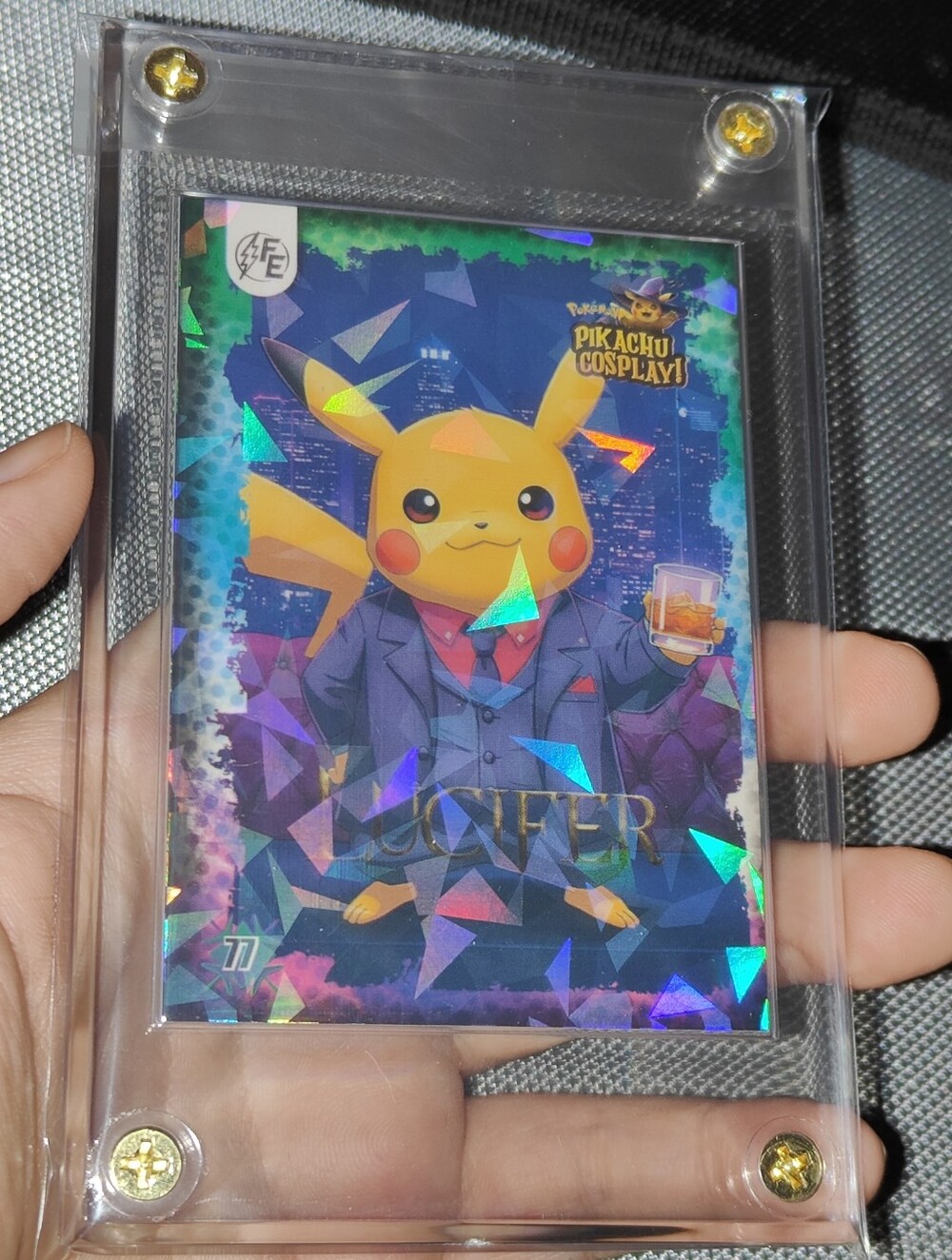 Lucifer Tom Ellis holo encased Pikachu Cosplay Horror card Doujin Pokemon Peru